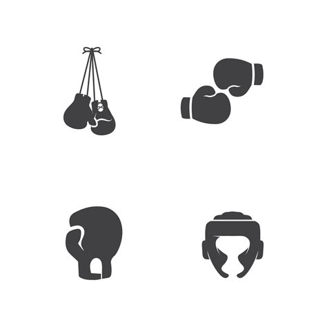 Boxing Icon Set And Boxer Sport Design Illustration Symbol Of Fighter