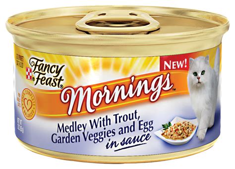 Join the cats of fancy feast! Home Cat Food Fancy Feast Mornings Medley with Trout in ...