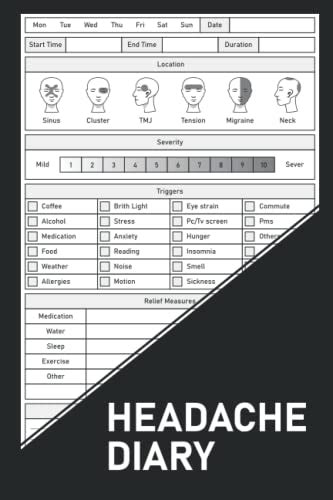 Headache Diary Migraine Log Book Chronic Headache Migraine Management Record Chroni Migraine