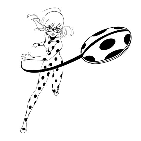 Ladybug and cat noir are talking coloring page. Leuk voor kids (Fun for kids) - Ladybug in action