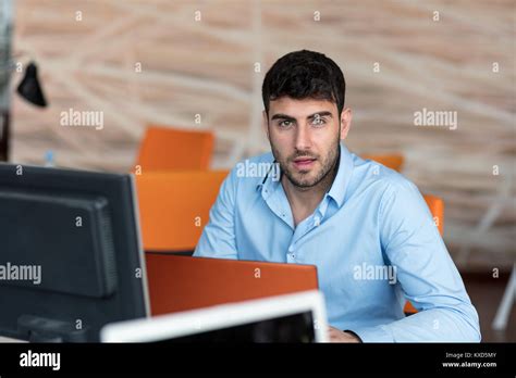 Freelance Programmer Working In Startup Office Stock Photo Alamy