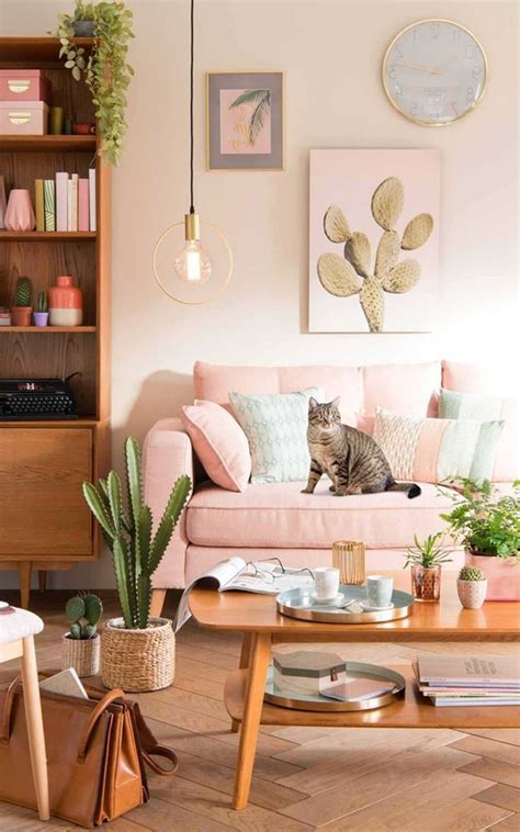 Nice 20 Green Living Room With Blush Pink Sofa