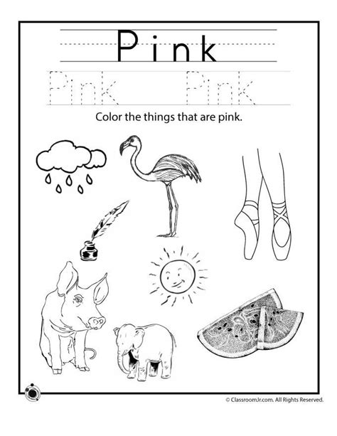 15 Color Pink Worksheet For Preschool Poem Kindergarteen Worksheets