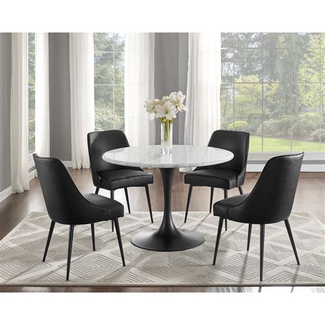 Our glass dining tables feature clear or grey glass that is 5/8 inches thick with flat polished edges. Steve Silver Colfax Mid Century Modern Round Marble Top ...