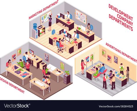 Development Company Departments Set Royalty Free Vector