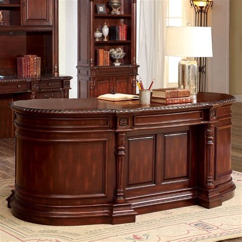 Furniture Of America Sigrid Executive Desk In Cherry Idf Dk6252do