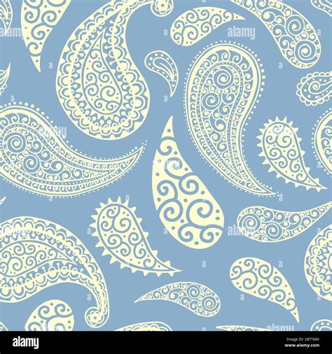 Paisley Pattern Vector Background Seamless Floral Ornament In Pale