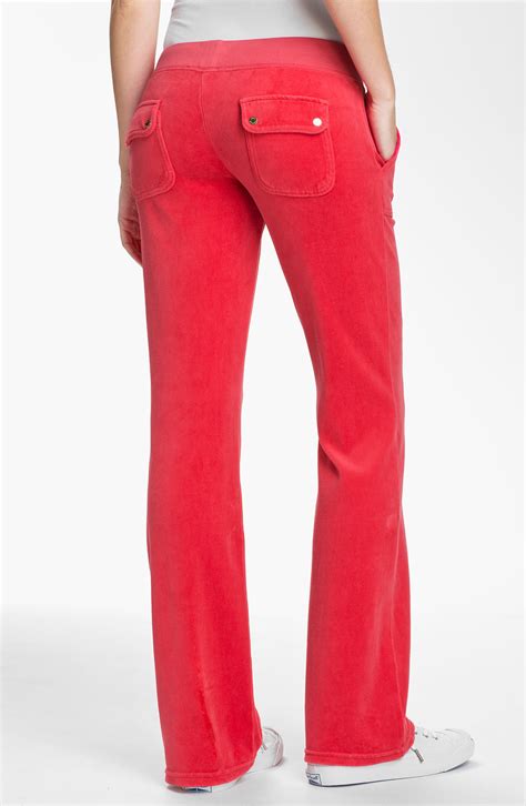 Juicy Couture Velour Pocket Pants In Red Red Siam Lyst