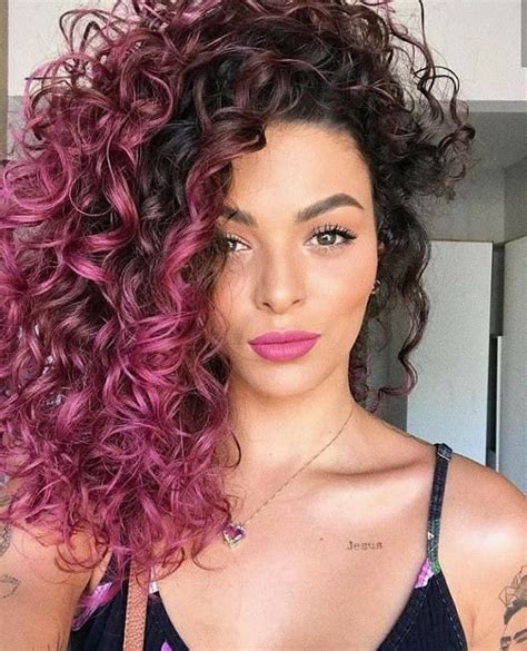5 Superb Black Hairstyles With Pink Highlights To Explore Curly Purple