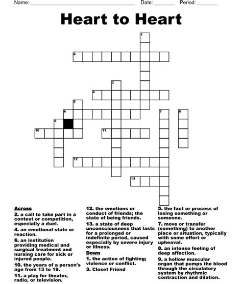 Heart To Heart Crossword Wordmint