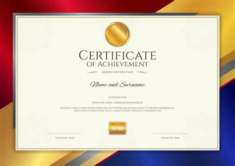 Elegant Certificate Template For Excellence Achievement On Red Border
