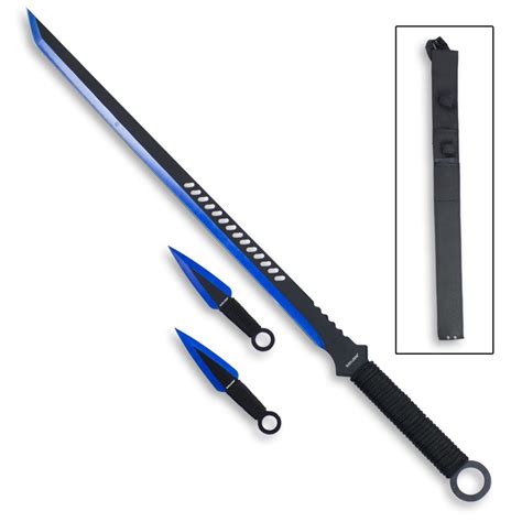 Blue Blade Kunai Ninja Sword Ninja Sword With Throwing Knives Full