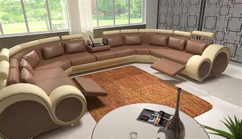 Italian Carved Luxurious U Shaped Leather Sectional Sofa Set My Aashis
