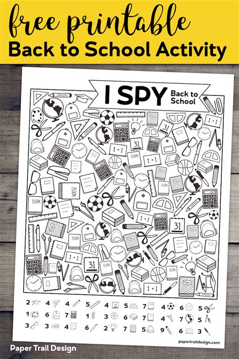 Free Printable I Spy Back To School Activity Paper Trail Design