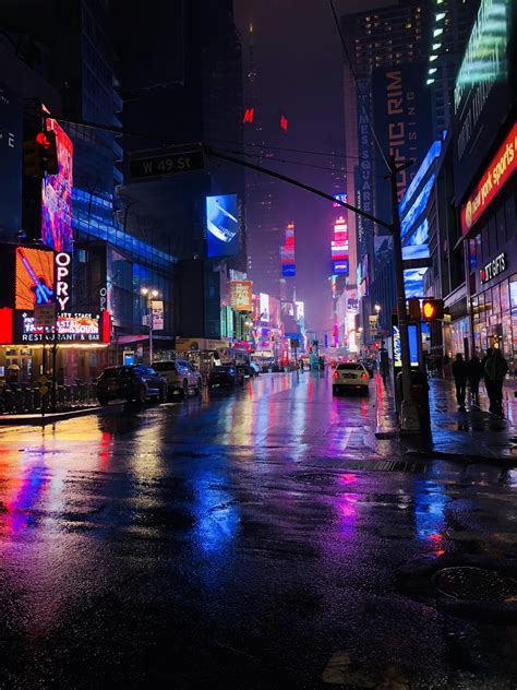 I Took This Shot Of Times Square While In The Cold Rain Of Nyc This
