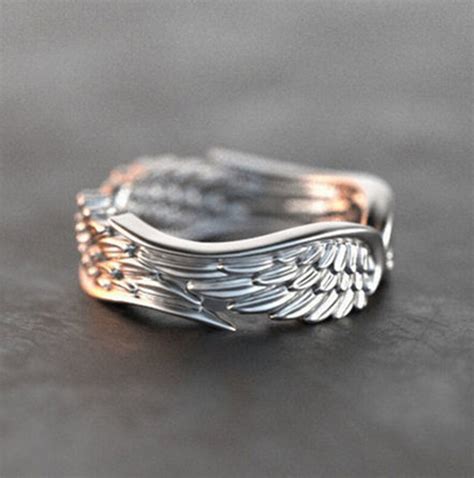 Minimalism Angel Wings Rings For Women Metal Silver Plated Etsy