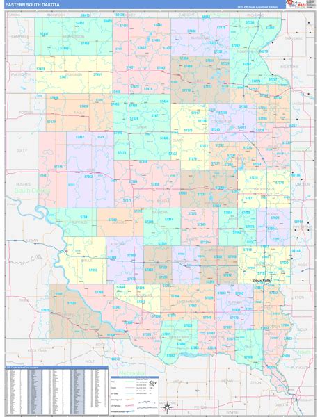 South Dakota Eastern Wall Map Color Cast Style By Marketmaps Mapsales