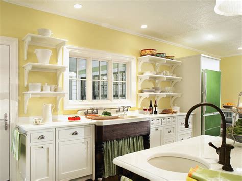 Painted kitchen cabinets are also popular now a days. Painted Kitchen Shelves: Pictures, Ideas & Tips From HGTV ...