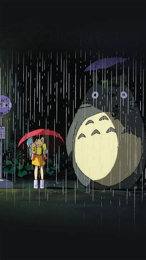 My Neighbor Totoro Art Illust Rain Anime Iphone 8 Wallpapers Free Download