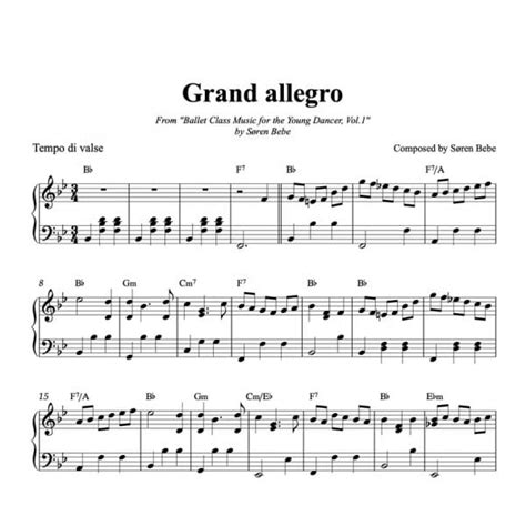 Grand Allegro Sheet Music For Ballet Class By Søren Bebe