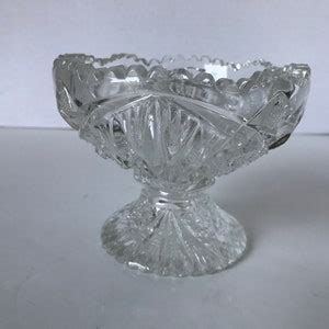 Antique Imperial Glass Nucut Pressed Glass Cut Footed Compote With
