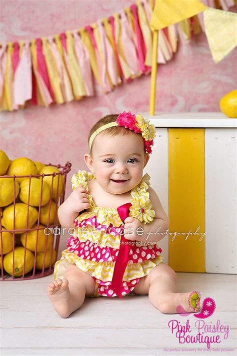 Pink Lemonade 1st Birthday Yellow And Pink Baby Romper Baby Etsy Baby