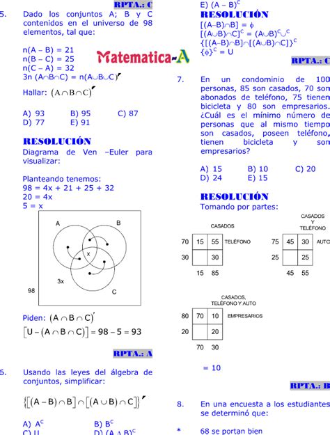 Matematicas Problemas Resueltos Conjuntos Ii Ejercicios Resueltos