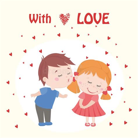 Valentine Boy And Girl In Love Cartoon Kids Stock Vector