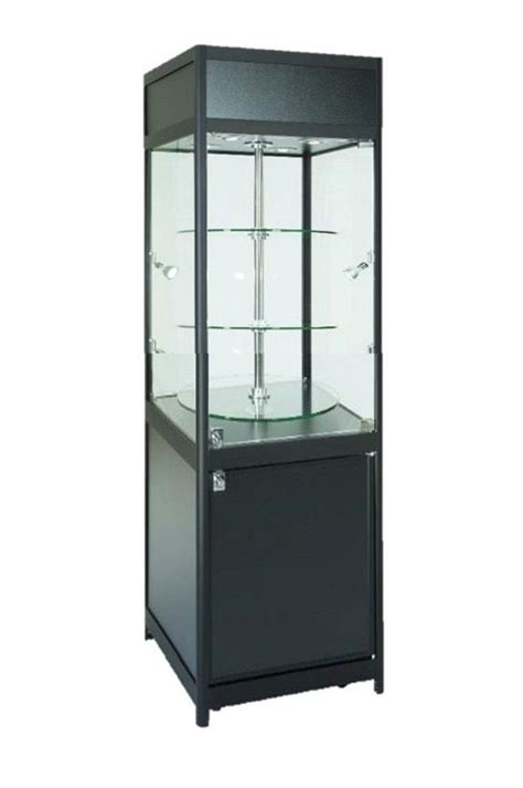 640mm Hexagonal Aluminium Lockable Glass Revolving Display Cabinet