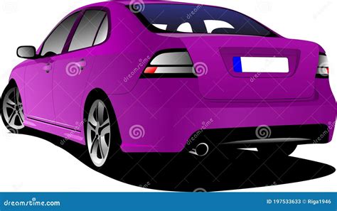 Purple Colored Car Sedan On The Road Stock Vector Illustration Of