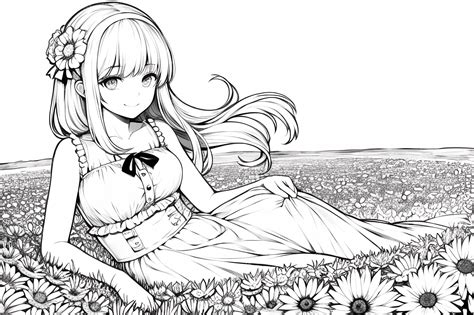 Premium Ai Image Anime Girl Lying On The Grass With Flowers In Her Hair