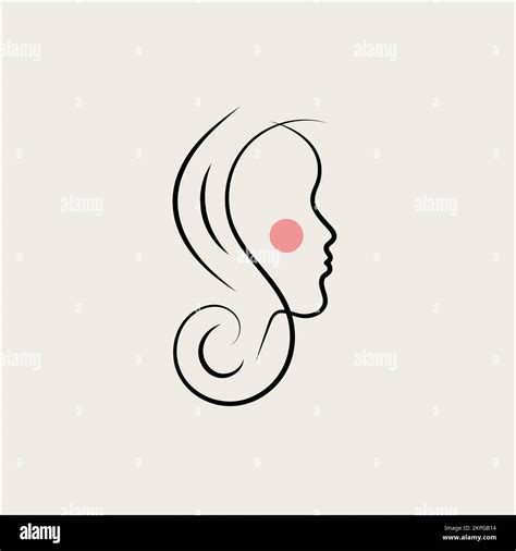 Beauty Salon Logo Line Profile Of Girl Beautiful Woman Icon Hair