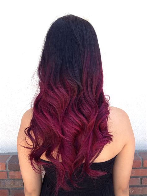 Vibrant Violet Red Ombré Magenta Hair Red Ombre Hair Burgundy Hair