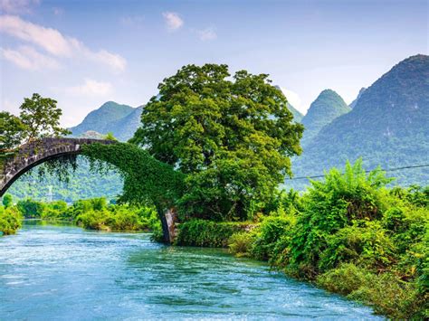 Dragon Bridge на Li River In Yangshuo China Photo Wallpaper For Desktop