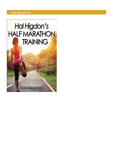 Pdf Hal Higdons Half Marathon Trainingbyhal Higdonfullonline