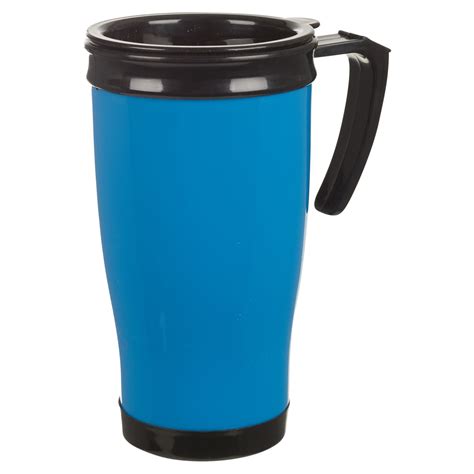 Handle with cork inlay provides good grip. Insulated Double Wall Non Spill Travel Mug With Lid Easy ...