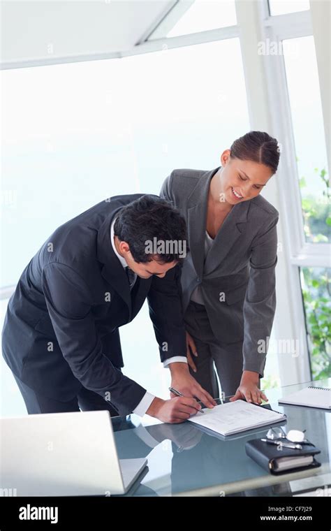 Business Partners Signing Contract Stock Photo Alamy