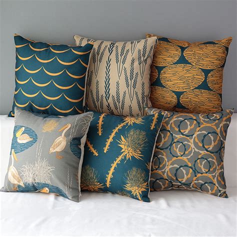 Visit pillowdecor.com to view 1000's of unique throw pillows. 18" Square Natural Colourful Cotton Linen Cushion Sofa ...