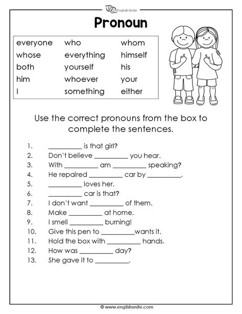 English Unite Pronouns Worksheet 3