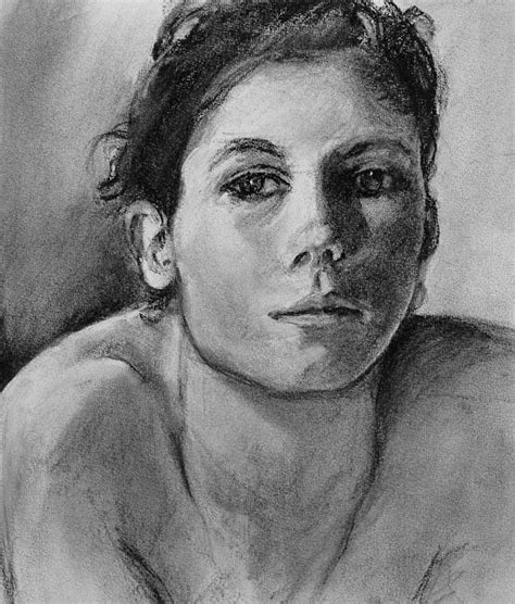 Charcoal Drawing Illustration Nude Woman Pastel Charcoal Character