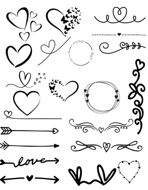 Heart Bundle Svgheart Doodle Svg Heart Svg Files For Cricut Etsy