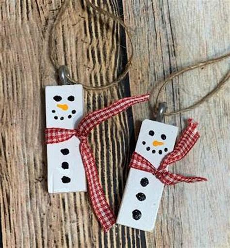 Snowman Jenga Block Ornaments Etsy Dollar Tree Diy Crafts Diy