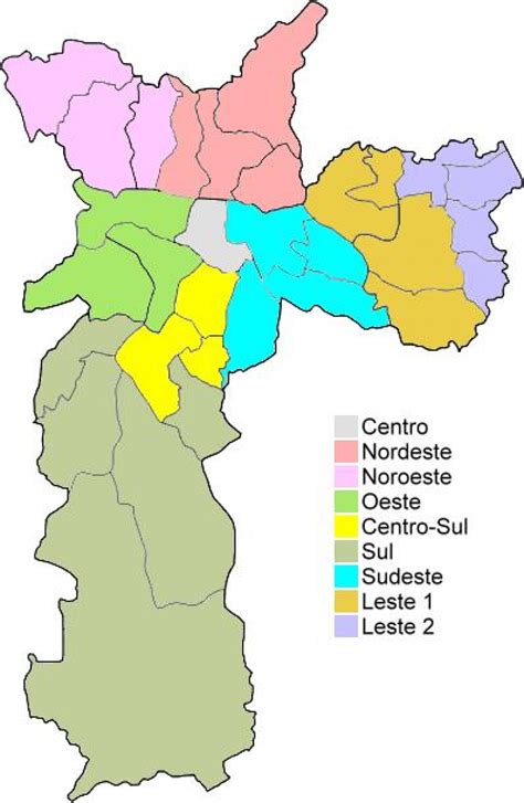 Administrative regions in São Paulo map Map of administrative regions in São Paulo Brazil