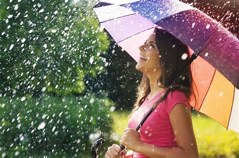 1920x1080px 1080p Free Download Feel The Rain Colorful Girl