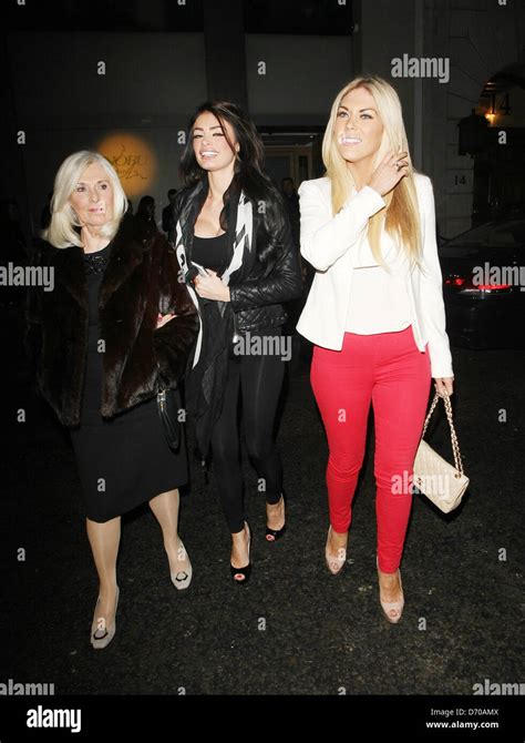 chloe sims and frankie essex with their nan linda leaving nobu berkeley restaurant london