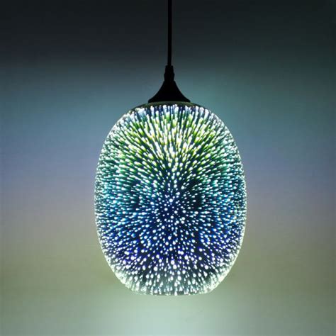 Contemporary Geometrical Pendant Light 3d Firework Glass Single Bulb