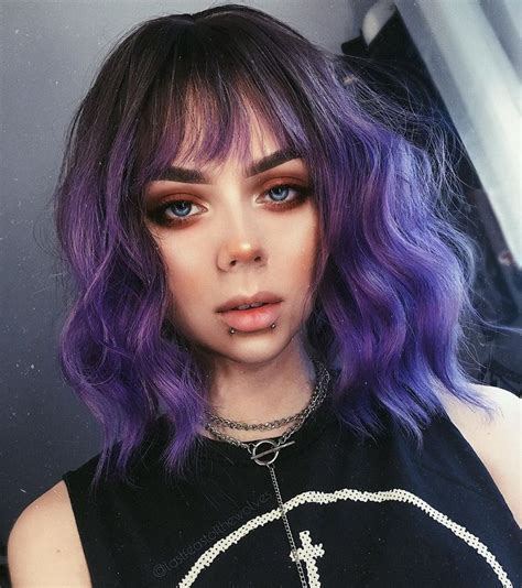 Purple Vibes Short Hair With Bangs Purple Hair Dyed Hair Purple