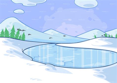 Winter Frozen Lake Background Cartoon Vector Friendlystock