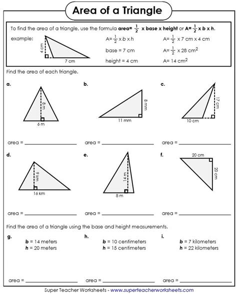 Perimeter And Area Of Triangles Worksheet