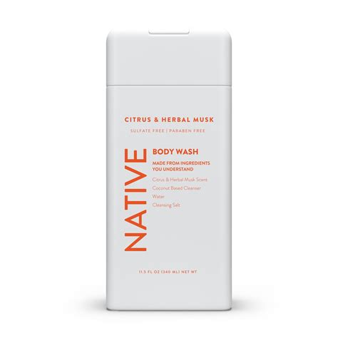 Native Natural Body Wash Citrus And Herbal Musk 115 Oz